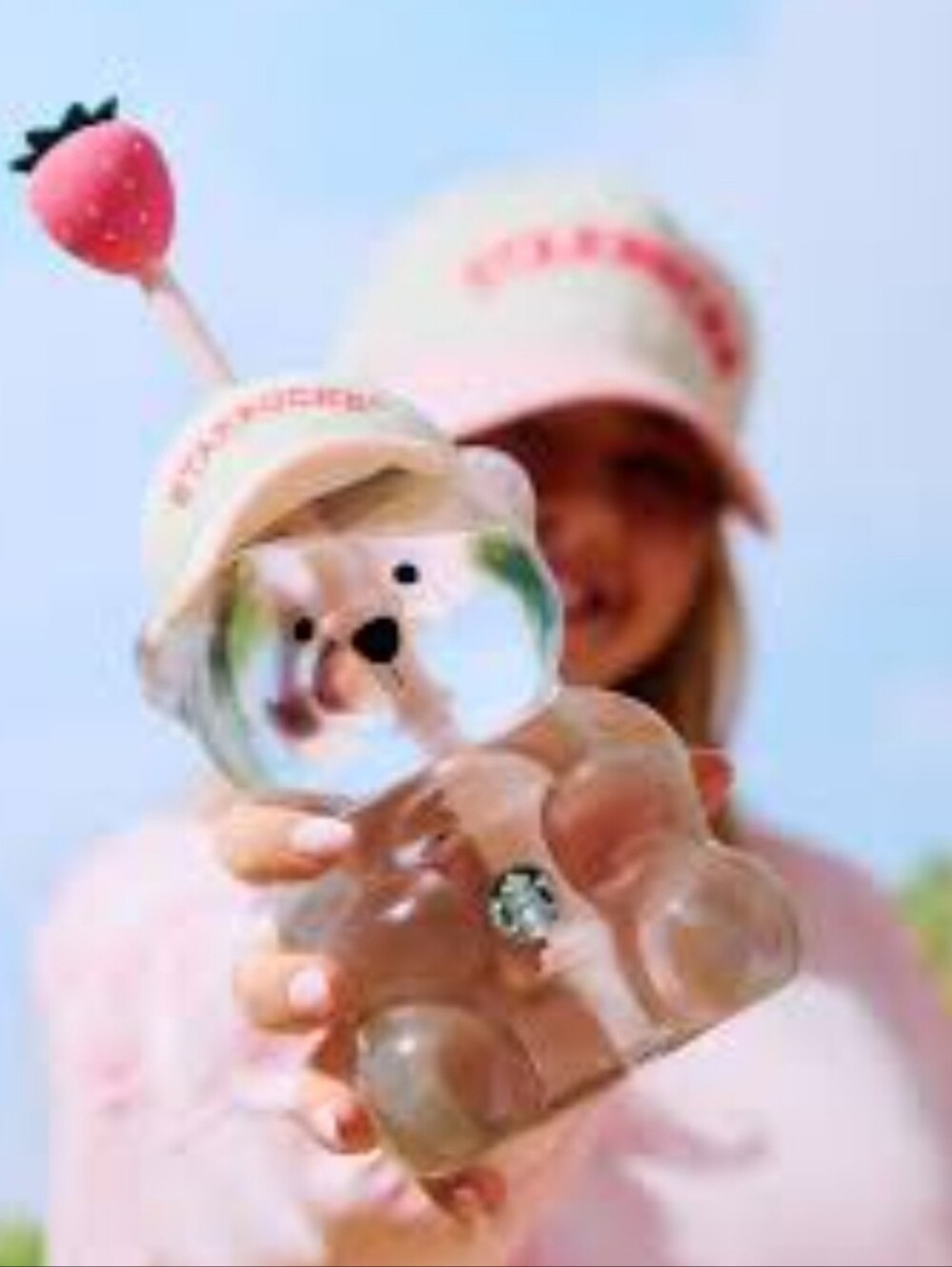 I HAVE TWO LEFT! Starbucks Pink Bear Cup with Strawberry Straw - Bearista Cup 🍓 - Picture 8 of 8